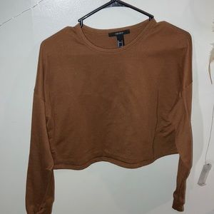 Forever 21 Brown Cropped Long Sleeve Tee